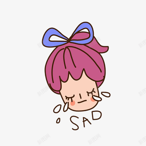 伤心的女孩png免抠素材_新图网 https://ixintu.com 伤心的 哭啼的 头像 头绳 小女孩 肖像画