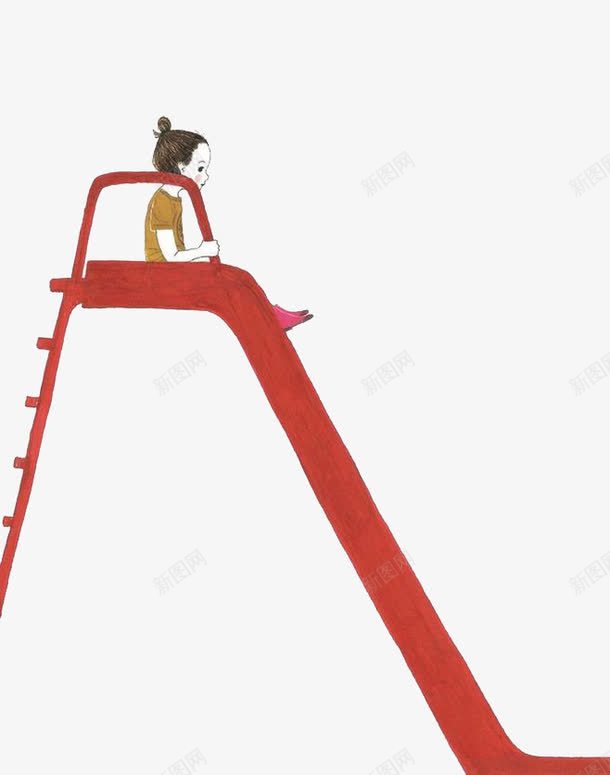 小女孩做梯子png免抠素材_新图网 https://ixintu.com 卡通素材 女孩 工具 手绘素材 梯子