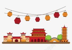 扁平化独特风格趣味小风景高清图片