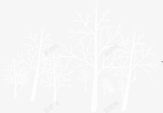 手绘白色树林装饰png免抠素材_新图网 https://ixintu.com 树林 白色 装饰