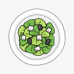 一盘青菜和豆子矢量图素材