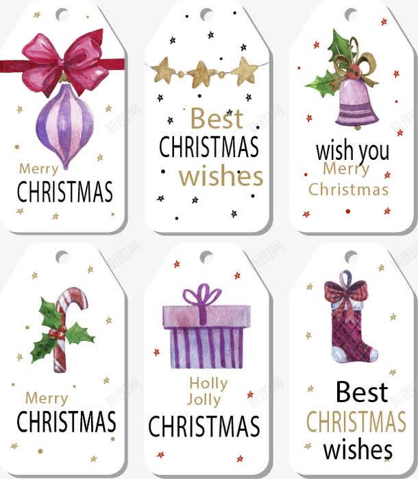 六张圣诞节标签png免抠素材_新图网 https://ixintu.com 圣诞 圣诞元素 圣诞水彩标签 手绘水彩 白色标签