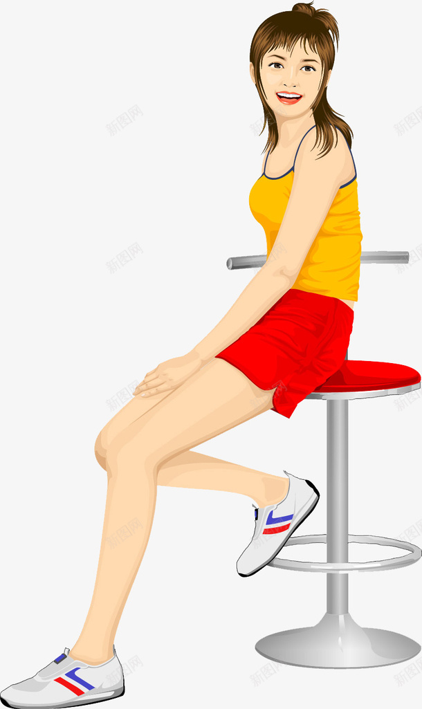 手绘吧椅png免抠素材_新图网 https://ixintu.com 卡通吧台椅 吧台椅 吧椅 坐吧台椅的女孩 坐吧椅 坐在吧台椅上 红色吧椅