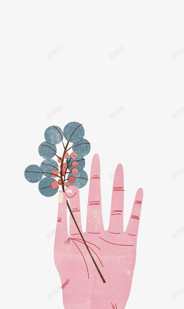 拿植物的手png免抠素材_新图网 https://ixintu.com 叶子 手 手绘画 植物 矢量装饰 装饰