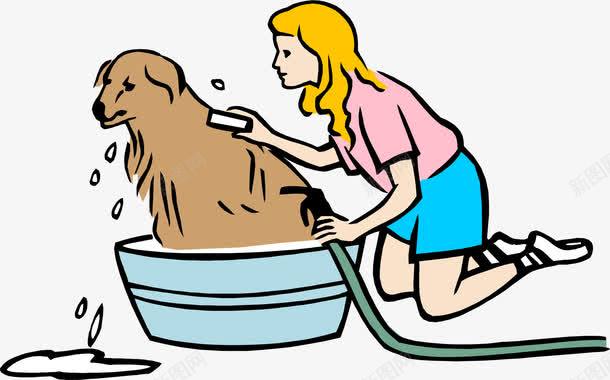 手绘宠物洗澡png免抠素材_新图网 https://ixintu.com 宠物洗澡 手绘 玩耍