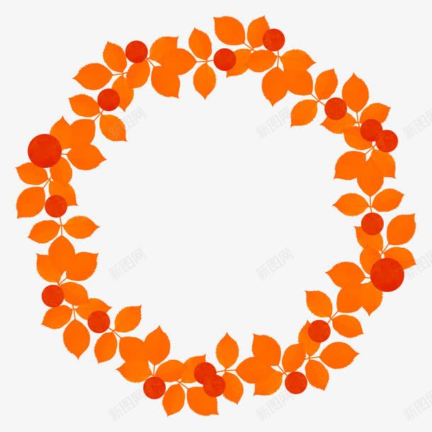 橙色简约花圈装饰图案png免抠素材_新图网 https://ixintu.com 免抠PNG 橙色 简约 花圈 装饰图案