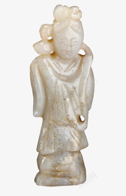古代古董玉器官帽仕女雕像高清图片