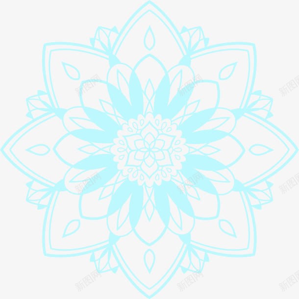 淡蓝色花型边框png免抠素材_新图网 https://ixintu.com 花型 蓝色 边框