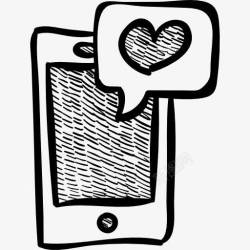 爱的信息手机心脏通知图标高清图片