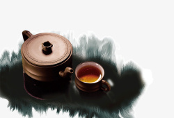 中国风油墨茶叶素材