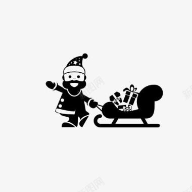 圣诞老人和雪橇车图标图标