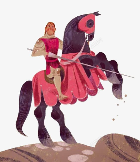 卡通骑士png免抠素材_新图网 https://ixintu.com 人物 卡通 复古 手绘 插画 欧式 骑士 骑马