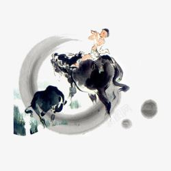 老鼠骑在牛背上骑在牛背上的放牛娃高清图片