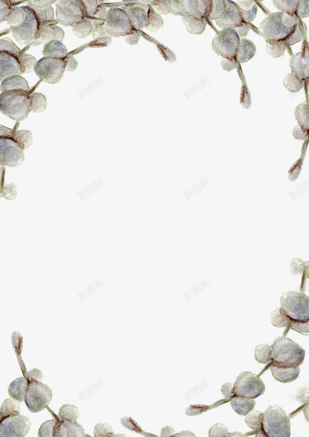 植物底纹png免抠素材_新图网 https://ixintu.com 灰色植物 花卉边框装饰 边框底纹