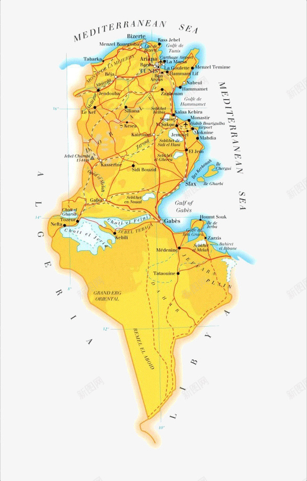 突尼斯地图png免抠素材_新图网 https://ixintu.com 世界地图 国家地图 地图 突尼斯地图