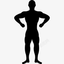 男人瘦腹部体操运动员的剪影图标高清图片