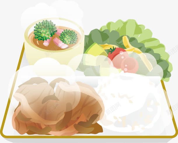手绘午餐绿色蔬菜肉png免抠素材_新图网 https://ixintu.com 手绘 肉 蔬菜 食物