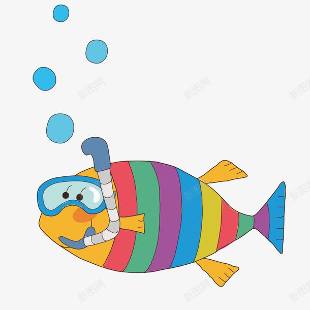 带潜水眼镜的鱼png免抠素材_新图网 https://ixintu.com 卡通 潜水 眼镜 鱼