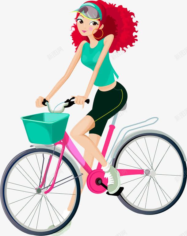 卡通女孩png免抠素材_新图网 https://ixintu.com 卡通 女孩 手绘 运动 骑车