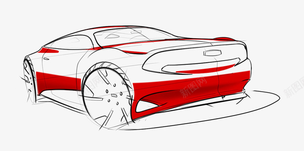 平面汽车图png免抠素材_新图网 https://ixintu.com 平面 手绘 汽车 红色