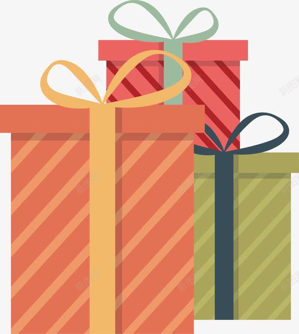 三个彩色礼物盒png免抠素材_新图网 https://ixintu.com 圣诞礼物 圣诞节 彩色礼盒 条纹礼盒 矢量png 礼盒