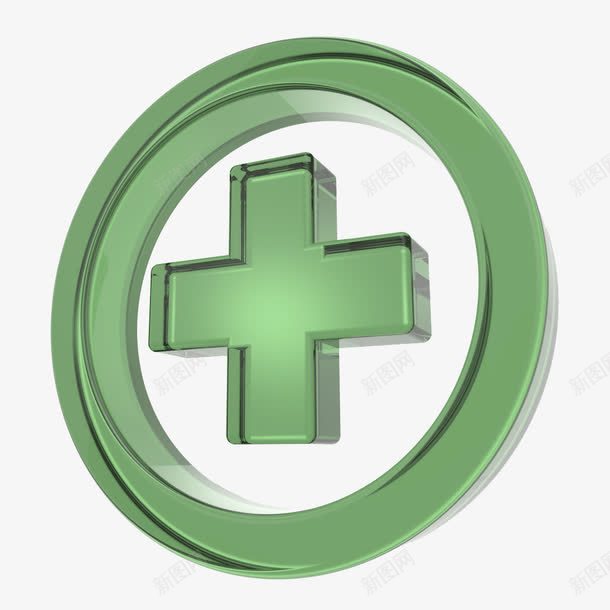 有质感的绿色十字标志元素png免抠素材_新图网 https://ixintu.com 元素 十字 标志 绿色 质感