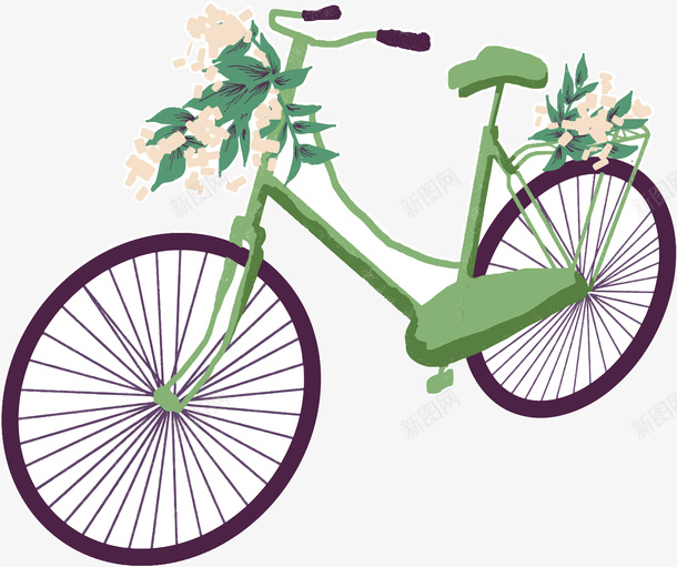 绿色卡通自行车矢量图ai免抠素材_新图网 https://ixintu.com 共享单车 手绘风 浪漫自行车 矢量png 绿色自行车 自行车 矢量图