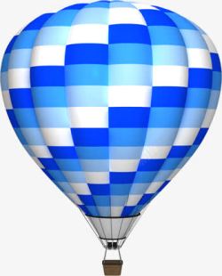 蓝色方格热气球素材