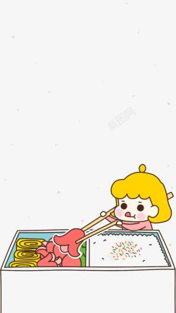 黄头发孩子小女孩夹食物高清图片