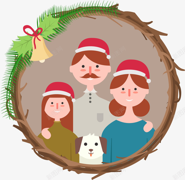 手绘带着圣诞帽的一家人矢量图ai免抠素材_新图网 https://ixintu.com 全家福 卡通 圣诞节 带着圣诞帽的一家人 手绘 矢量图