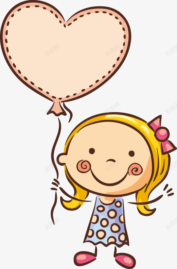 拿气球的小孩png免抠素材_新图网 https://ixintu.com 手绘画 拿气球的人 气球 矢量装饰 装饰