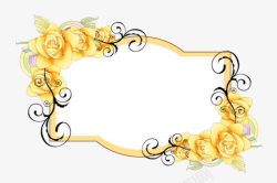黄玫瑰花朵边框素材