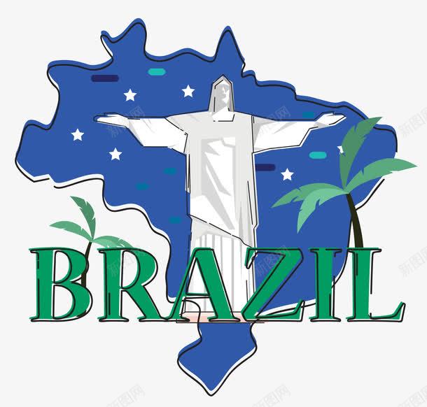 巴西地图耶稣png免抠素材_新图网 https://ixintu.com 巴西地图 椰子树 耶稣神像
