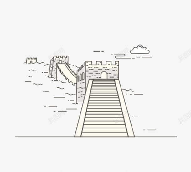 长城插画png免抠素材_新图网 https://ixintu.com 中国风 建筑 手绘 插画 景区 长城 长城卡通