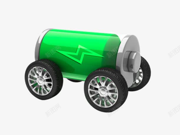 创意电池小拖车png免抠素材_新图网 https://ixintu.com 创意 拖车 电池 绿色 车轮