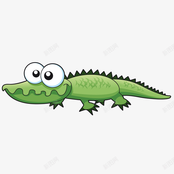 卡通绿色的鳄鱼动物矢量图ai免抠素材_新图网 https://ixintu.com 动物设计 卡通 可爱 大眼睛 绿色 鳄鱼 矢量图