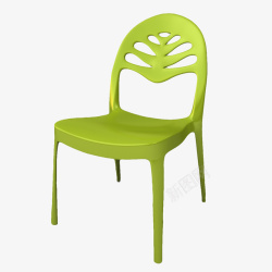 绿色花纹背靠塑料凳子素材