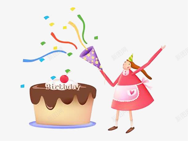 生日蛋糕png免抠素材_新图网 https://ixintu.com 卡通 奶油 小女孩 巧克力 生日蛋糕