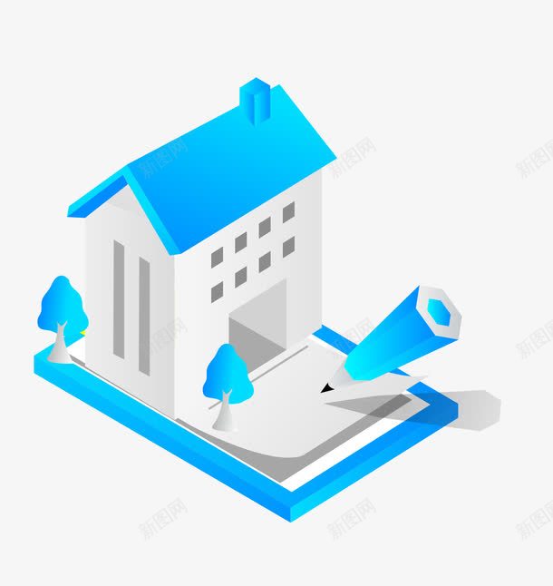 蓝色房屋建筑png免抠素材_新图网 https://ixintu.com 卡通 建筑 房屋 房屋建筑 笔 蓝色 蓝色建筑 铅笔