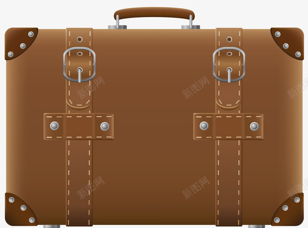 复古行李箱png免抠素材_新图网 https://ixintu.com 卡通 复古 手绘 棕色 白色 皮质 行李箱 黄色