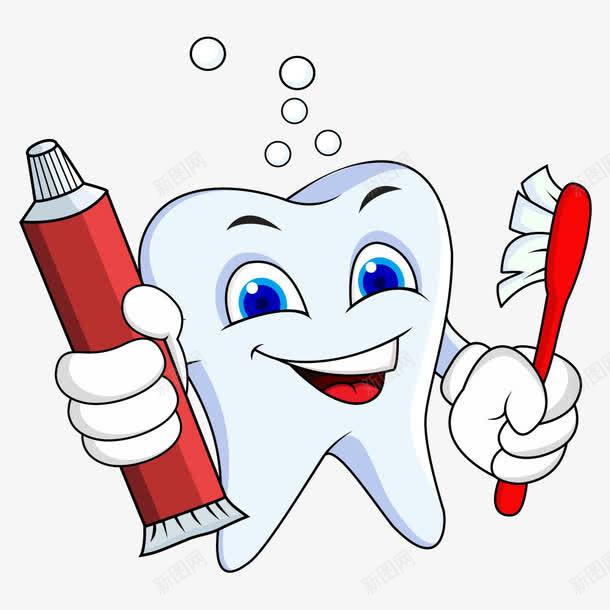 拿着牙膏牙刷的牙齿png免抠素材_新图网 https://ixintu.com 卡通牙齿 牙刷 牙膏 牙齿 矢量牙膏 矢量牙齿