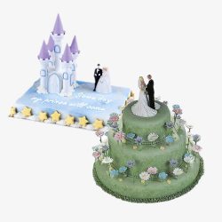 浪漫城堡和三层蛋糕素材