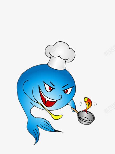 做彩色动物png免抠素材_新图网 https://ixintu.com 卡通 厨师帽 小鱼儿 蓝色
