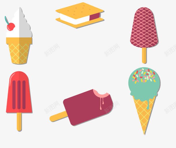 手绘冰棒冰淇淋元素图案png免抠素材_新图网 https://ixintu.com 元素 冰棒 冰淇淋 图案 手绘
