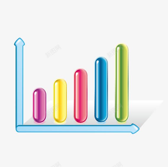 彩色柱状立体统计图表png免抠素材_新图网 https://ixintu.com 上升 图表 圆柱形 排列