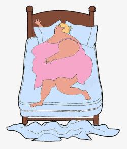 卡通插图呼呼睡着的胖女人素材