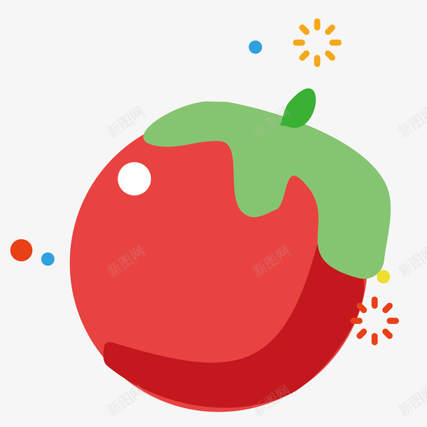 简约西红柿标图标png_新图网 https://ixintu.com 彩色底纹 扁平化 矢量图标 蔬菜 西红柿 设计图