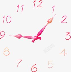 粉色时钟树子粉色时钟指针数字高清图片