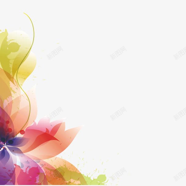 彩色花瓣png免抠素材_新图网 https://ixintu.com 传统 叠加 商务 彩色 植物 花瓣 起伏 边框