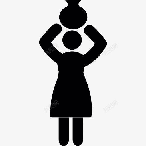 女人带着罐子她的头图标png_新图网 https://ixintu.com 人 女 女人 容器 罐 运输 进行